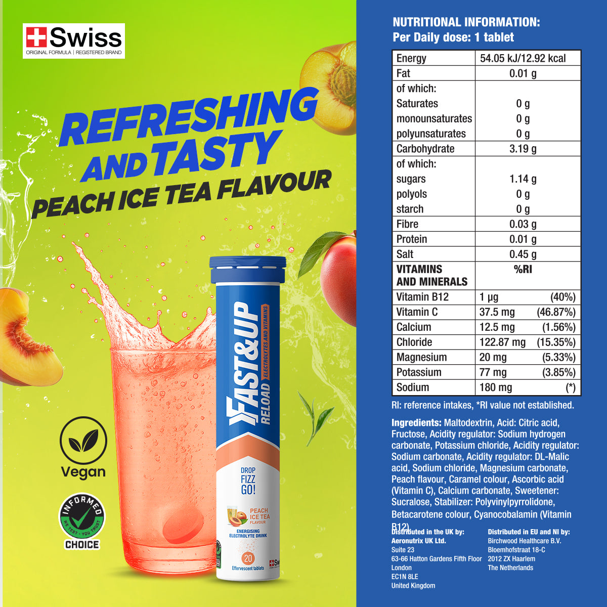 Fast&Up Reload - Instant Electrolytes & Hydration - Peach Ice Tea