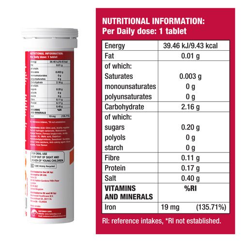 Fast&Up Iron Nutritional Information
