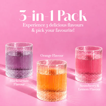 Glow Glutathione Tablets for Skin Brightening – Assorted Flavour Pack (Strawberry Lemon + Orange + Blackcurrant), Pack of 3