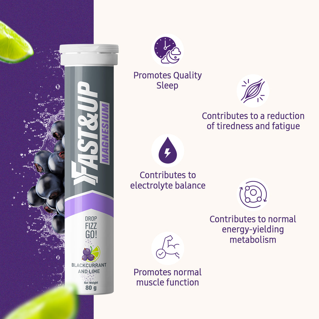 Fast&Up Magnesium - Blackcurrant & Lime
