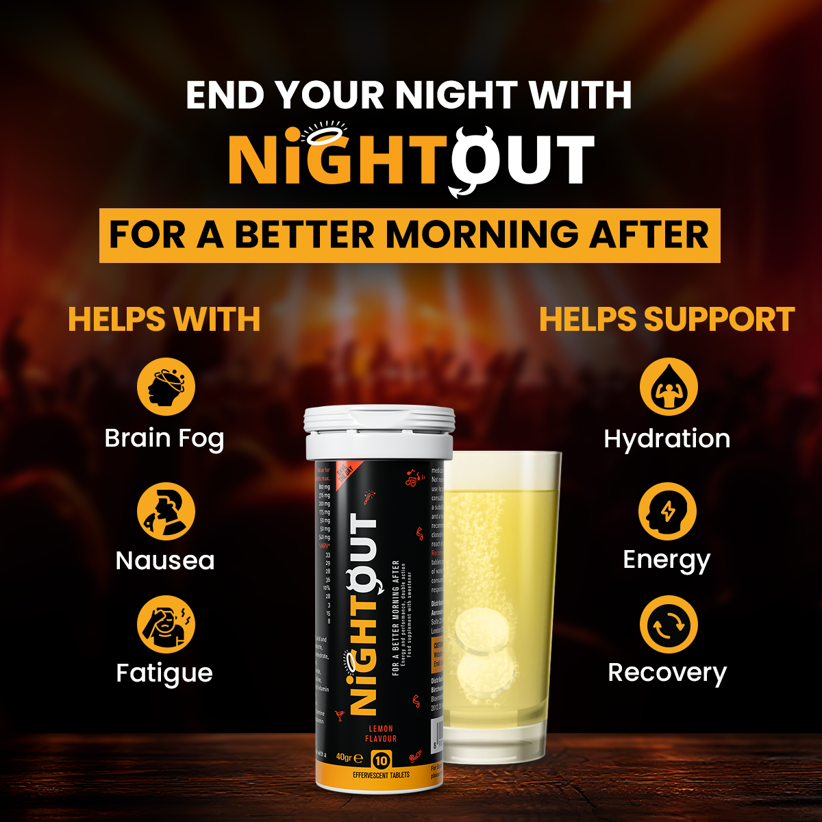 Nightout Recovery Drink - For A Better Morning After - Fizzy Lemon Flavour