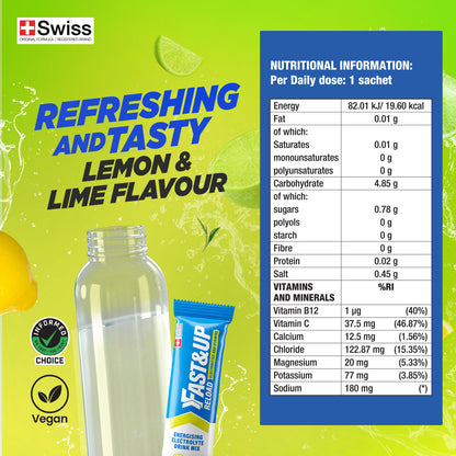 Fast&Up Reload - Instant Electrolyte & Hydration Drink Mix - Lime & Lemon
