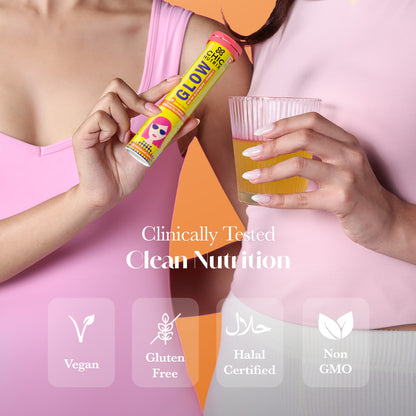 Glow Glutathione Tablets for Skin Brightening – Orange Flavour, Pack of 1
