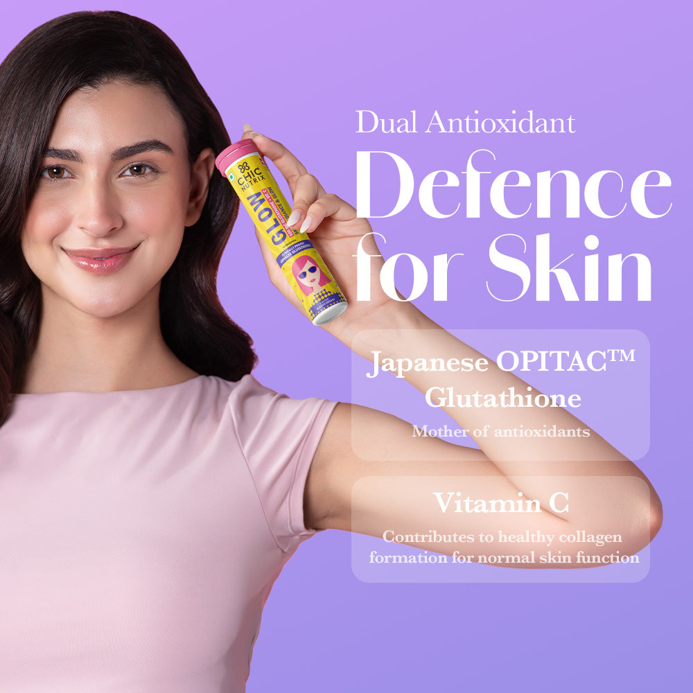 Glow Glutathione Tablets for Skin Brightening – Blackcurrant Flavour, Pack of 1