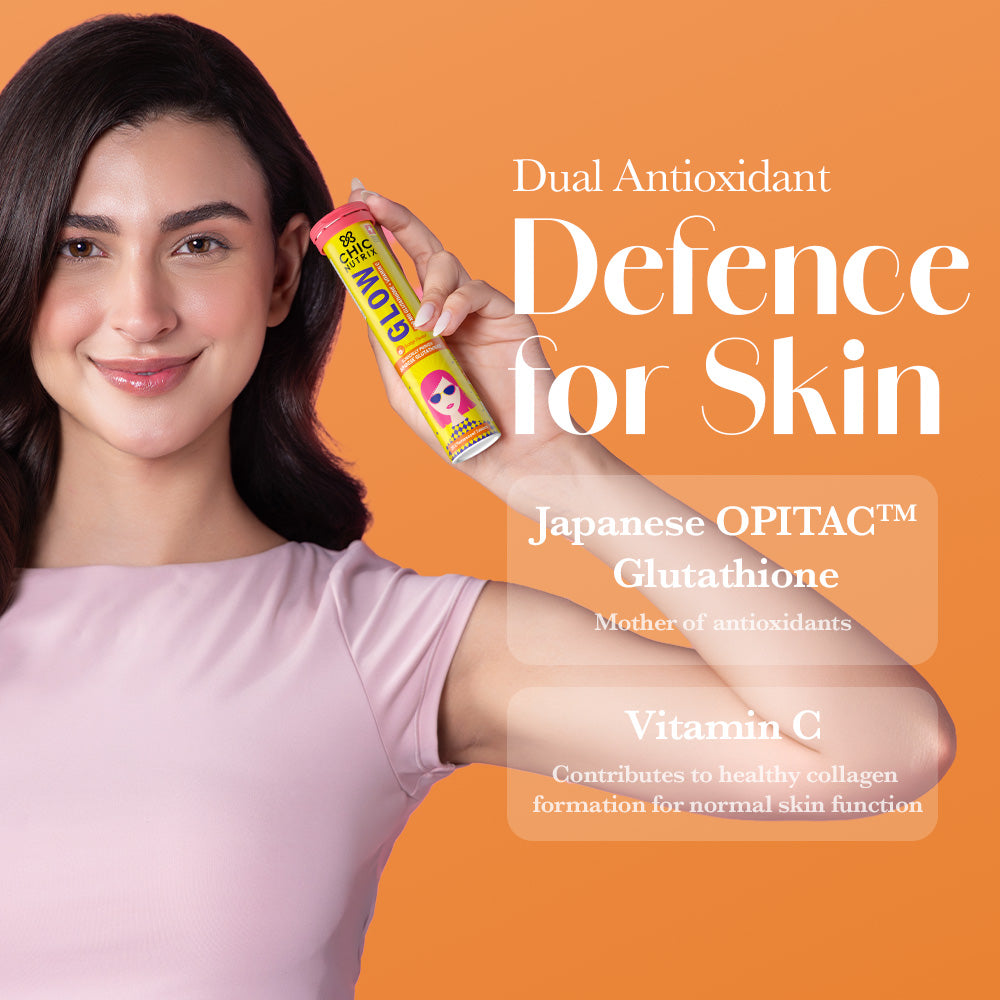 Glow Glutathione Tablets for Skin Brightening – Orange Flavour, Pack of 1