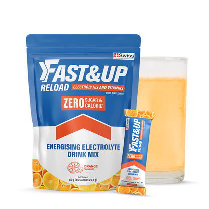 Reload Zero Stick Pack - Energizing Electrolyte Drink Mix for Instant Hydration - Orange Flavour, 15 Sachets