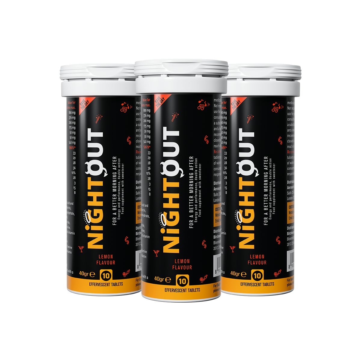 Nightout Recovery Drink - For A Better Morning After - Fizzy Lemon Flavour Pack of 3