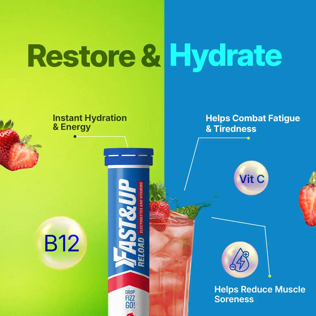 Fast&Up Reload Energy Drink - Strawberry Flavor